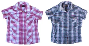 Camisa vaquera occidental Wrangler EE. UU. para mujer rosa a cuadros 100 % algodón x 2 - talla 16 - Imagen 1 de 16