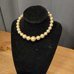 Vintage 50er Jahre Champagner Kunstperlen graduiert Choker Halskette - Bild 1 von 7
