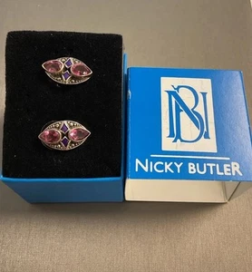 Nicky Butler Sterling Silver Rose Pink Quartz Earrings New In Box - Post Style - Picture 1 of 3