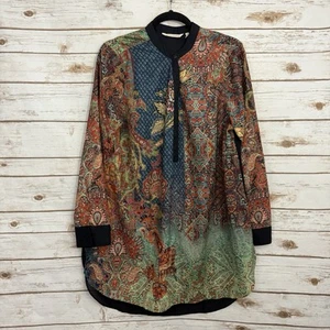 Soft Surroundings Satin Asian Inspired Patterned Boho Blouse - Picture 1 of 7
