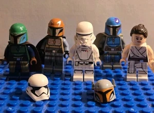 LEGO Minifigures Star Wars: Rey, First Order Storm Trooper, Mandalorian Tribe W - Picture 1 of 5