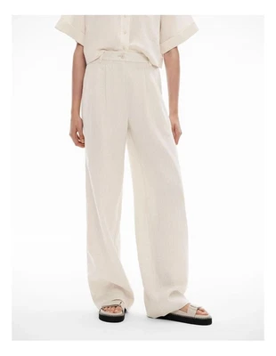 WITCHERY Beige Stone Linen Pleat Pant, Sz 16, NEW TAGS RRP $179 - image 1 of 4