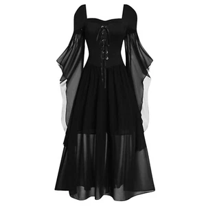 Womens Victorian Dress Renaissance Costume Gothic Witch Dress Medieval Dress - Picture 1 of 25