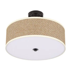 Rattan Ceiling Light Semi flush Mount Pendant Lamp Bedroom Chandelier Fixtures - Picture 1 of 12