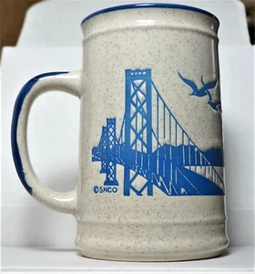 Vintage Bird Mug, Cup, Seagulls, Bridge, San Francisco, Stoneware Pottery - Picture 1 of 4