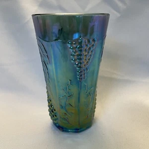 Vintage Indiana Blue Carnival Glass Tumbler Glass Harvest Grape Excellent - Picture 1 of 12