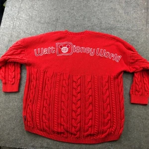 Disney Sweater Womens 2XL Red Cable Knit Christmas Holiday Spirit Jersey Parks - Picture 1 of 15