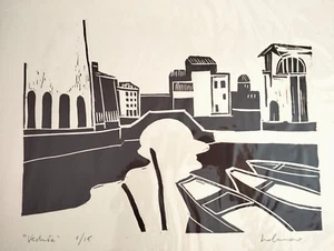 Mario Salmaso Mid Century Serigraph, 1/15 , 1978, Modern View of Venice - Bild 1 von 4