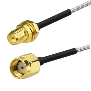 RP-SMA Female Bulkhead to RP-SMA Male .086" RG405 Semi Rigid Cable 15cm - Picture 1 of 3