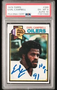 Earl Campbell Signed 1979 Topps Rookie Football Card PSA 6 PSA/DNA Auto 10 HOF - Picture 1 of 3