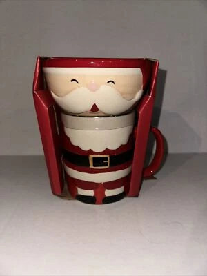 Festive Santa Ceramic Red Santa Bowl & Mug Set ,  20 fl oz/32 fl oz NEW - Image 1 of 4