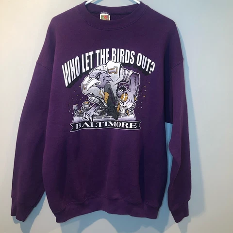 Vintage Y2K Baltimore Ravens Crewneck Sweatshirt Adult XL Purple Sweater NFL Cover