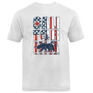California Republic US Flag American Pride Patriot Cali Bear Graphic T-shirt - Imagen 1 de 17