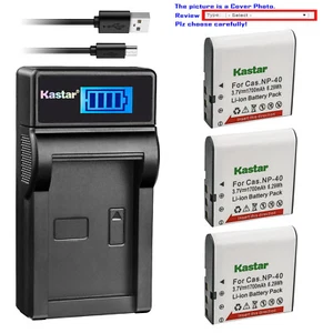 Kastar Battery LCD USB Charger for Casio NP-40 Casio Exilim Zoom EX-Z50 Camera - Picture 1 of 11