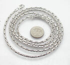 36" Technibond Elongated Round Box Chain Necklace Anti-Tarnish Real Silver 