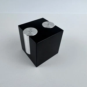 Zanazan MCM Nina Salt & Pepper Aluminum Shakers 2.5" Black Wood Block Made USA - Picture 1 of 9