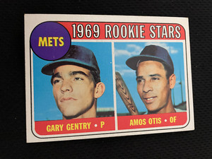 1969 NEW YORK METS TOPPS ROOKIES AMOS OTIS & GARY GENTRY BASEBALL CARD
