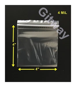 4" x 4" Reclosable Resealable Zip Top Lock Clear Plastic Bag FDA 4x4" Bags 4 MiL - Picture 1 of 4