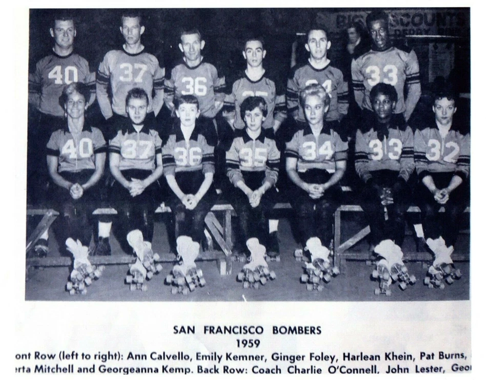 1959 SAN FRANCISCO BAY BOMBERS ROLLER DERBY 8.5X11 TEAM PHOTO