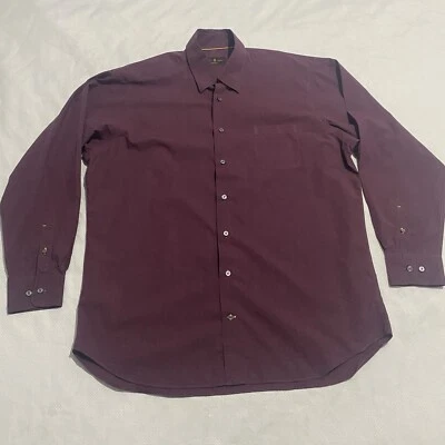 Camisa masculina Robert Talbott XL ajuste moderno botão xadrez roxa manga longa - Imagem 1 de 4