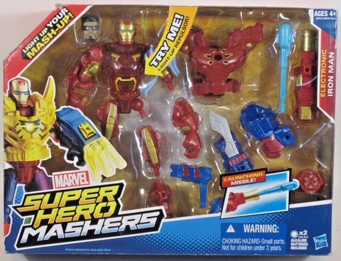 NEW IN DAMAGED BOX Marvel Super Hero Mashers Electronic IRON MAN Figure 1C Cover