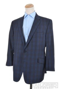NEW - JOS. A BANK RESERVE Blue Plaid Check Wool Blazer Sport Coat Jacket - 46 R - Picture 1 of 9