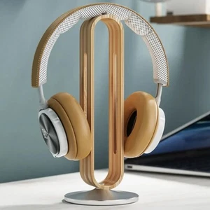 Bamboo & Aluminum Headphone Stand – Stylish Earphone Hanger & Storage Rack - Foto 1 di 5