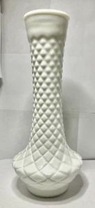 Vintage Hoosier Diamond Quilt Milk Glass Bud Vase Cottagecore EUC  - Picture 1 of 3