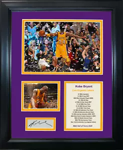 Framed Kobe Bryant HOF Facsimile Laser Engraved Signature Lakers 12"x15" Photo - Picture 1 of 1