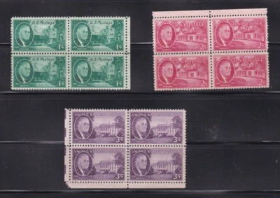 US Stamp Blocks #930, 931, 932 Franklin Delano Roosevelt 3 Cent Unused HR - Image 1 of 2
