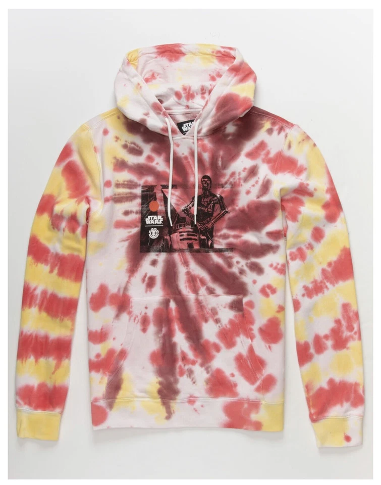 Star Wars x Element Men's Hoodie Red Yellow Tie Dye C-3PO Graphic XX Large