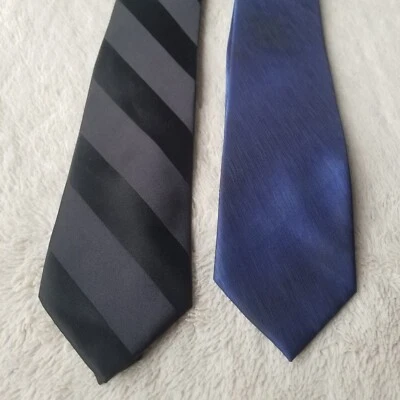 Lote de 2 corbatas Stafford a rayas negras azules 3" Foto 1 de 4