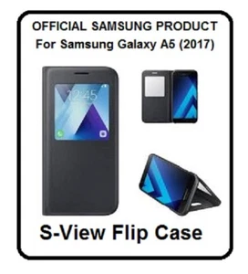 Genuine Samsung S View Flip Case Black for Galaxy A5 (2017) EF-CA520PBEGWW - Picture 1 of 5