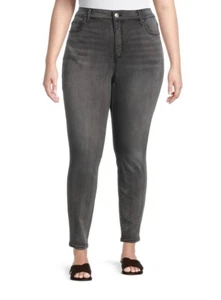 New Terra & Sky Women's Plus Size High Rise Skinny Jeans, Gray, 20W Petite - Picture 1 of 7