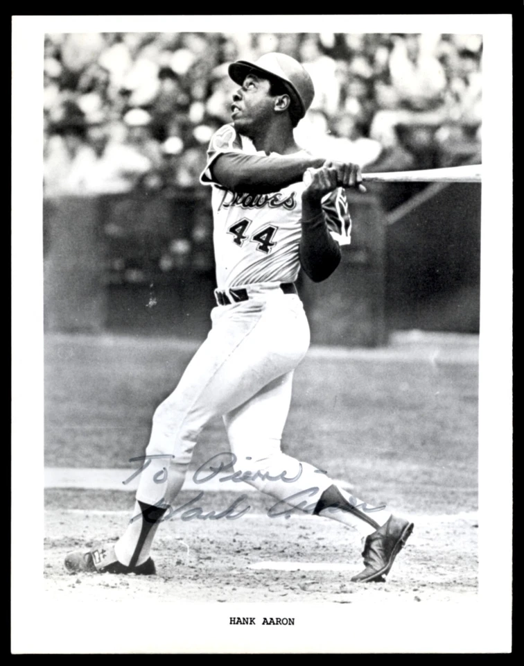 Vintage HANK AARON Studio Photo 1970s AUTOGRAPHED - Image 1 of 1