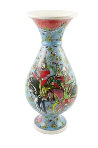 Vintage Turkish Ottoman Military Mounted Archers on Horseback Kutahya Vase - Picture 1 of 10