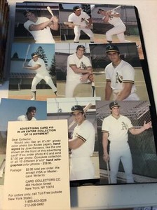Jose Canseco 1990 Advertising Set 10 cards Oakland Athletics