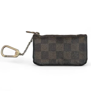 Estuche para monedas Louis Vuitton N62658 Damier Pochette Cle cuero marrón con cremallera - Imagen 1 de 15