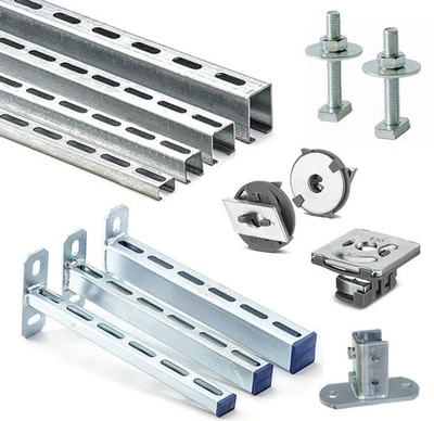 Montageschiene verzinkt Schiebemutter Hammerkopf Konsole Sattelflansch - Bild 1 von 4