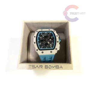 TSAR BOMBA Skelett Mechanische Uhr Blau/Weiß 8204C-02 Japan - Bild 1 von 7