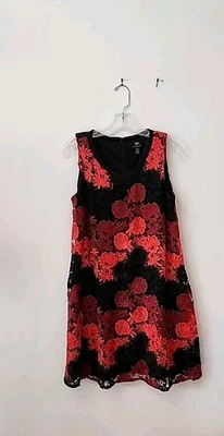 Taylor Maternity Dress Red Floral Lace Overlay - Holiday Party - Large - Image 1 of 4