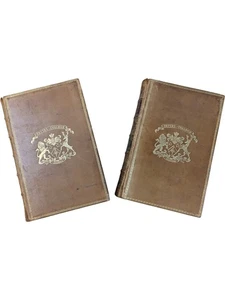 Leather Bound Miltons Poetical Works 1861 Two Volume Set Fettes College - Picture 1 of 13