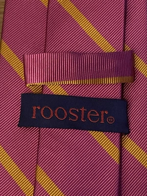 Corbata cuello gallo para hombre rasgada a rayas rosa naranja seda usada en excelente estado vintage Foto 1 de 4