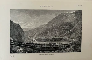 Antique Tunnel Print c1870s Mont Cenis Savoy End Engraving Italy France Border - Picture 1 of 11