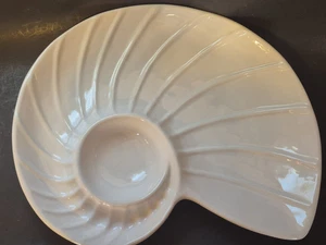 Pottery Barn Nautilus Conch Shell Chip Dip Veggie Serving Tray Large/Heavy - Picture 1 of 4