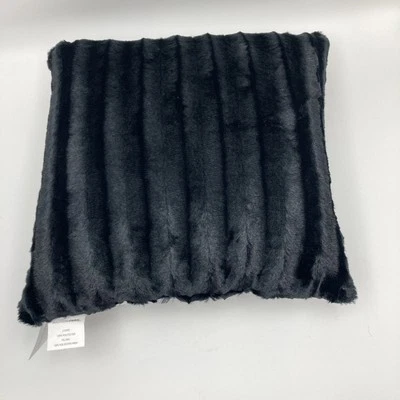 Black Madison Park Duke Faux Fur Square Pillow - Image 1 of 4
