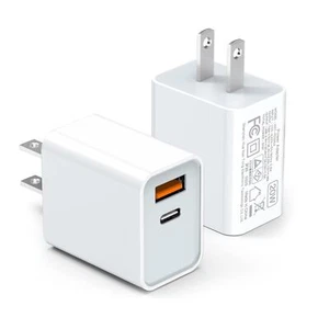 LCGENS USB C Wall Charger Block 20W, 2-Pack Dual Port PD Power Delivery Fast - Picture 1 of 6
