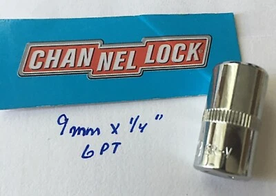 CHANNELLOCK  9 mm  x 1/4" DR  METRIC  SOCKET  6 Point Free USA Shipping - Image 1 of 4