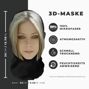 Realistische Avril 3D-Druck Vollgesichtsmaske – Atmungsaktiv, Witz - Bild 1 von 1