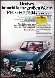 Peugeot 504,   originale Werbung aus 1973   ...keine großen Worte - Picture 1 of 2